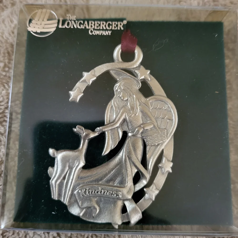 Longaberger Silver Tone Angel Christmas Ornaments (Silver, Black, Red)